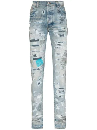 AMIRI ダメージ スキニージーンズ | ブルー | FARFETCH JP AMIRI ダメージ スキニージーンズ | ブルー | FARFETCH JP