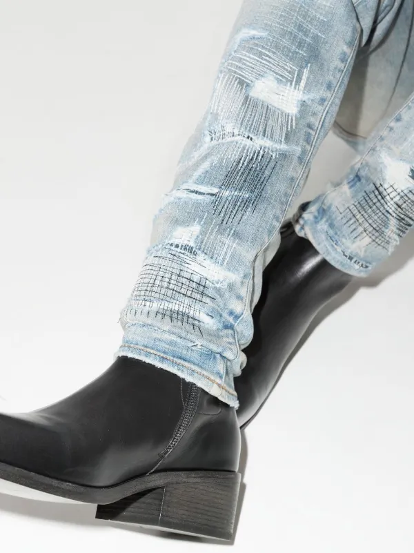 AMIRI distressed-finish Skinny Jeans Blue FARFETCH UK