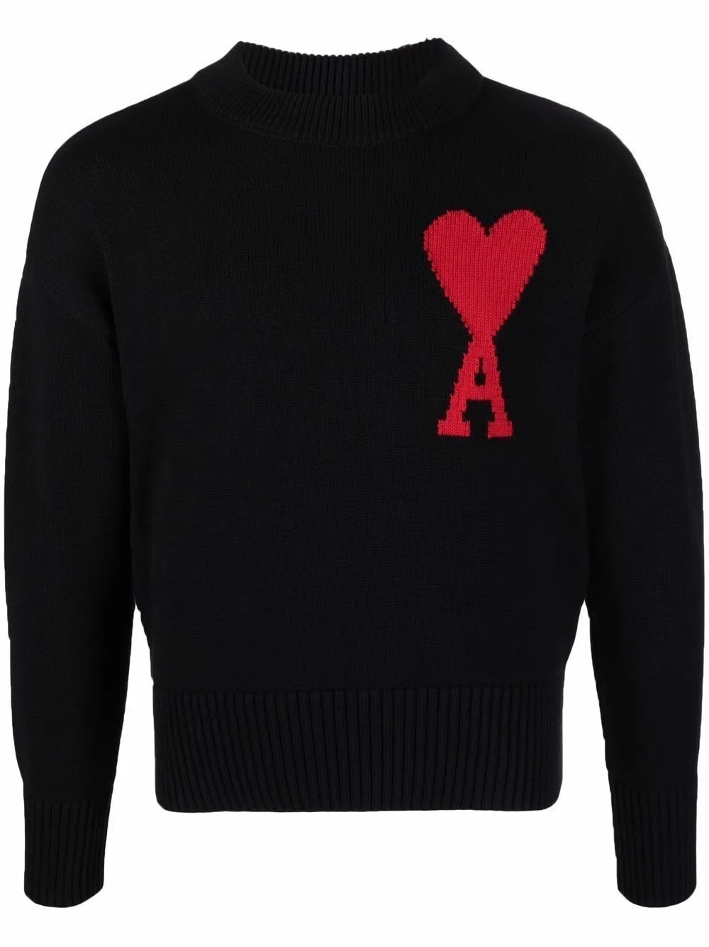 Ami Alexandre Mattiussi Ami De Coeur-intarsia Jumper In Black