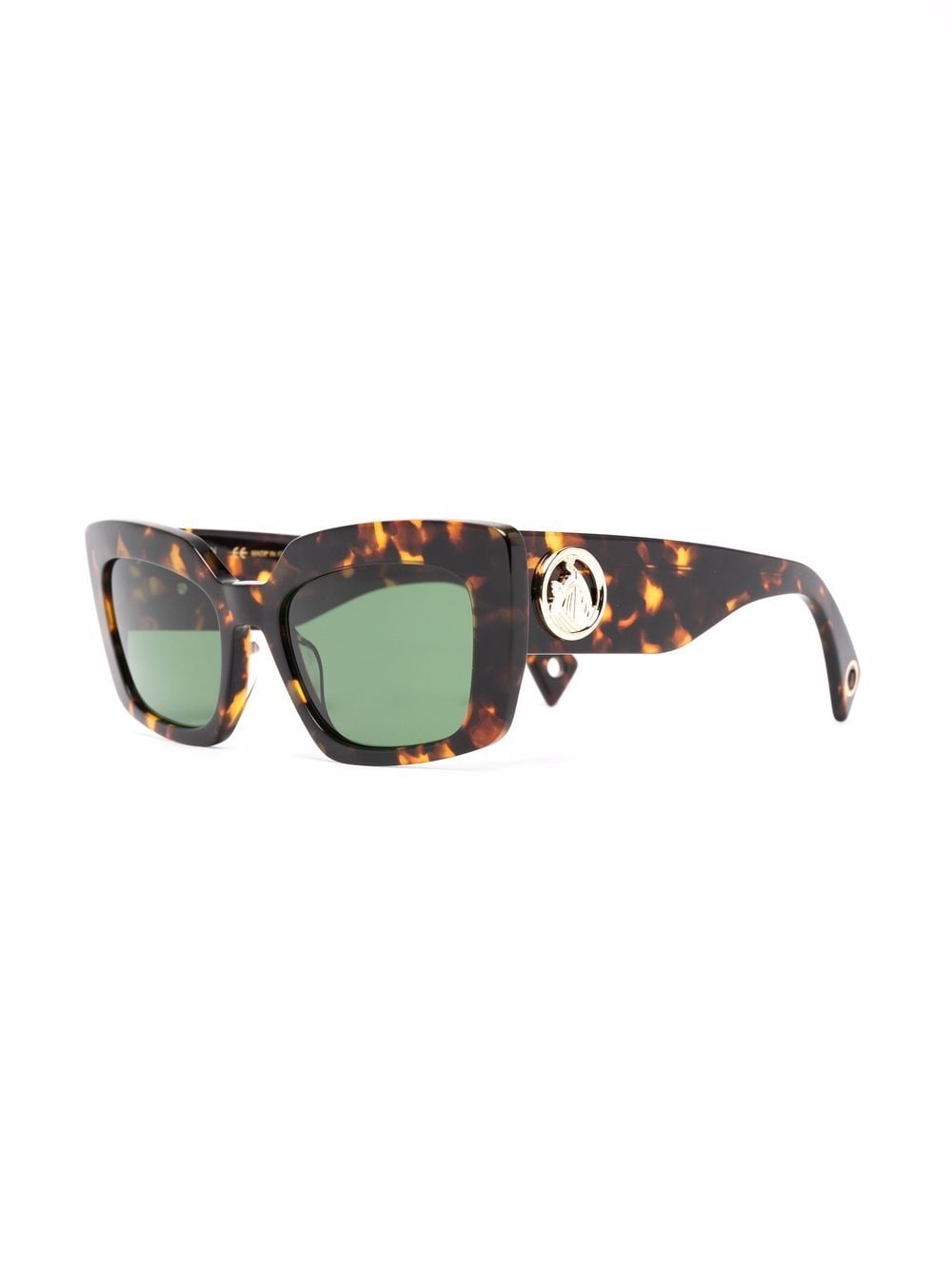 Shop Lanvin Green-tinted Tortoiseshell-effect Sunglasses In Brown