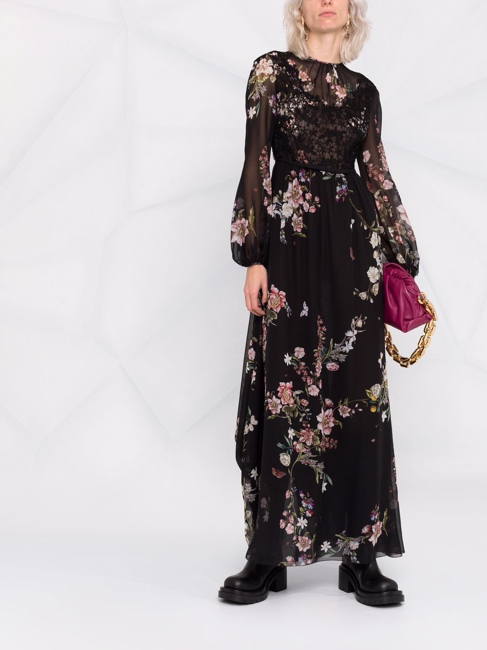 фото Giambattista valli платье макси с цветочным принтом