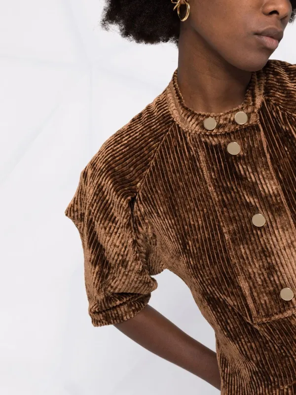 Colville Vestido Midi Com Efeito De Veludo Cotelê Marrom