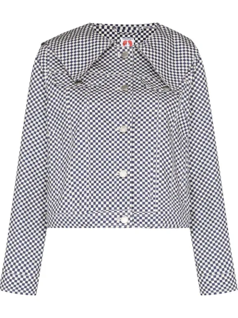 Shrimps Adira check-print denim jacket