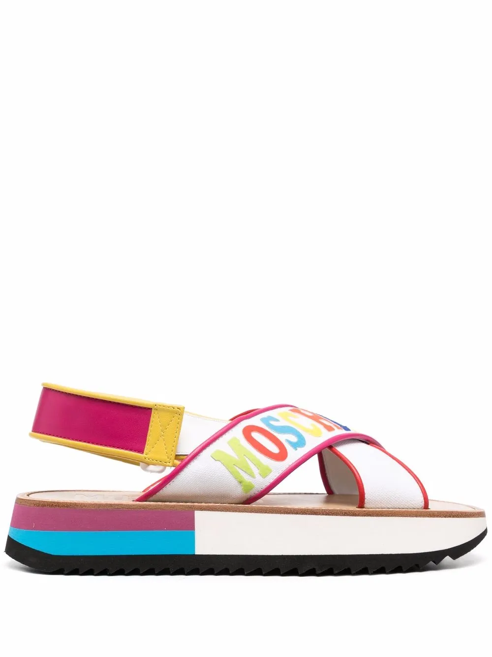 

Moschino crossover strap leather sandals - White