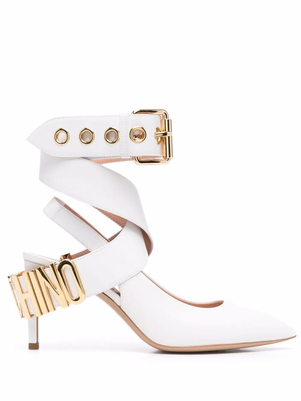 Moschino tenis con puntera en punta y logo - Blanco
