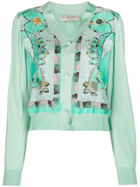 PUCCI abstract-print V-neck Cardigan 