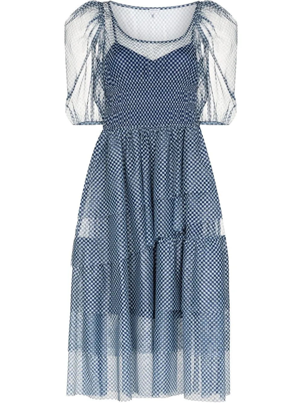 

Shrimps Eldoris check-print tiered midi dress - Blue