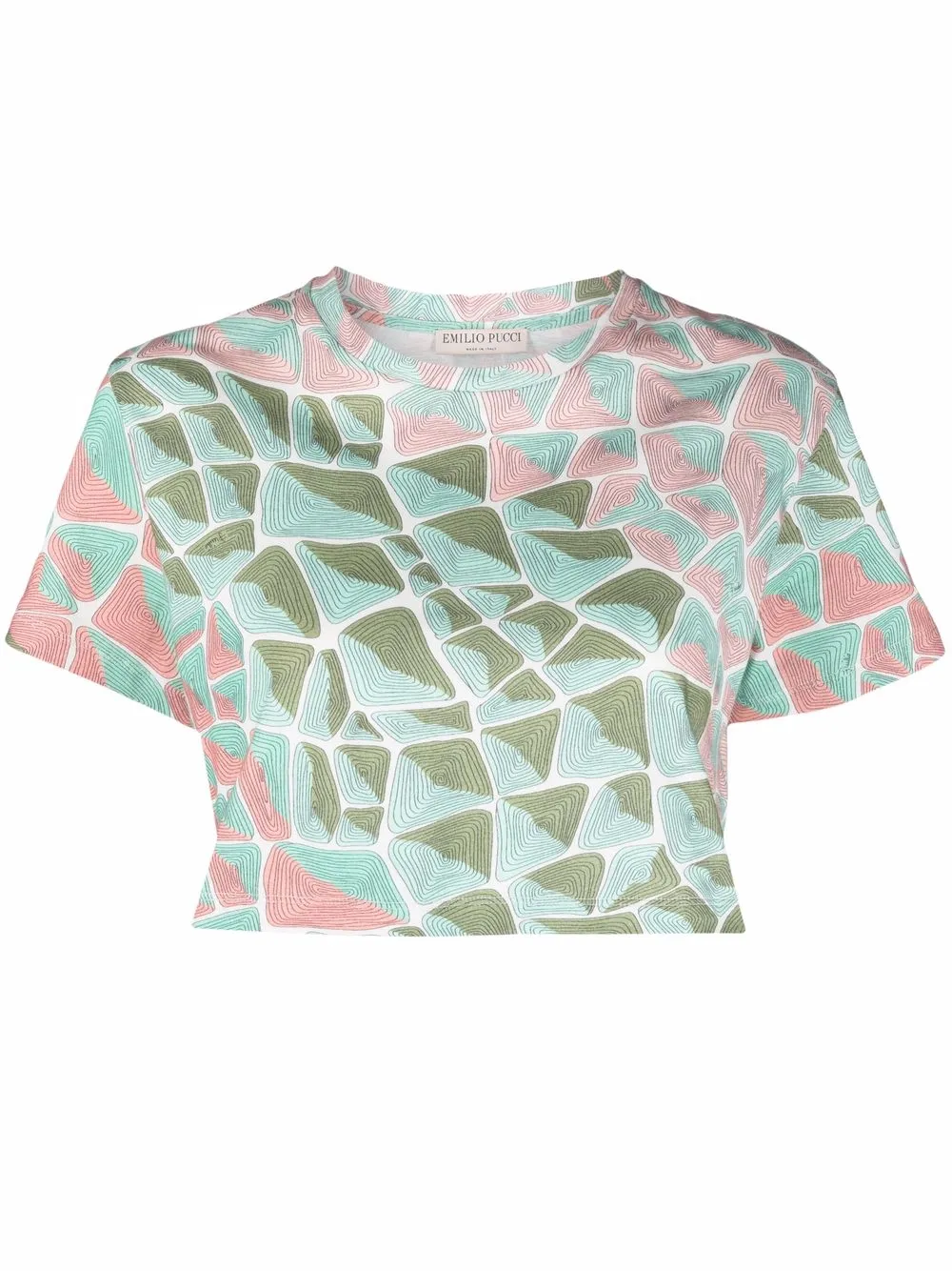 

PUCCI Tartuca-print cropped T-shirt - Blue