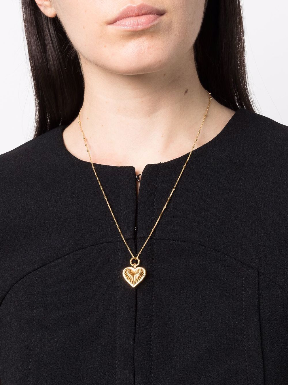 Ridge Heart Charm Pendant Necklace | 18ct Gold Plated