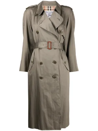Burberry Pre Owned 1990s double breasted Trench Coat Farfetch