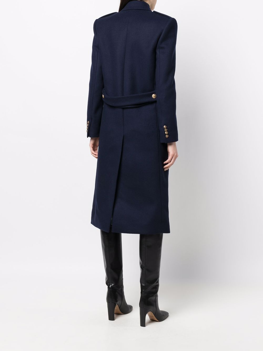 Shop Saint Laurent Double-breasted Tailored Coat In Blau