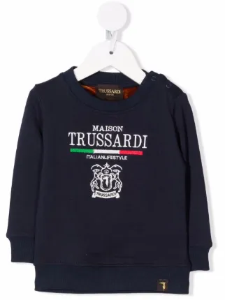 TRUSSARDI JUNIOR embroidered-logo Cotton Sweatshirt - Farfetch