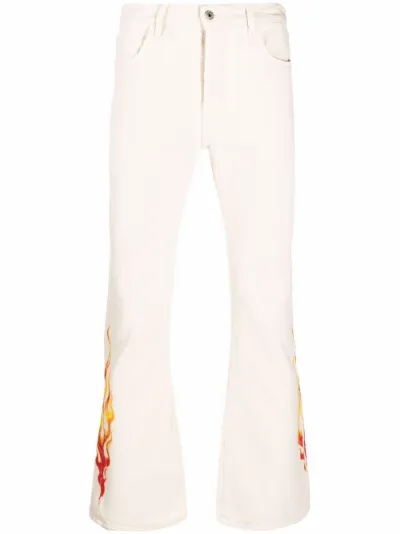 LA flame-embroidered flared jeans 