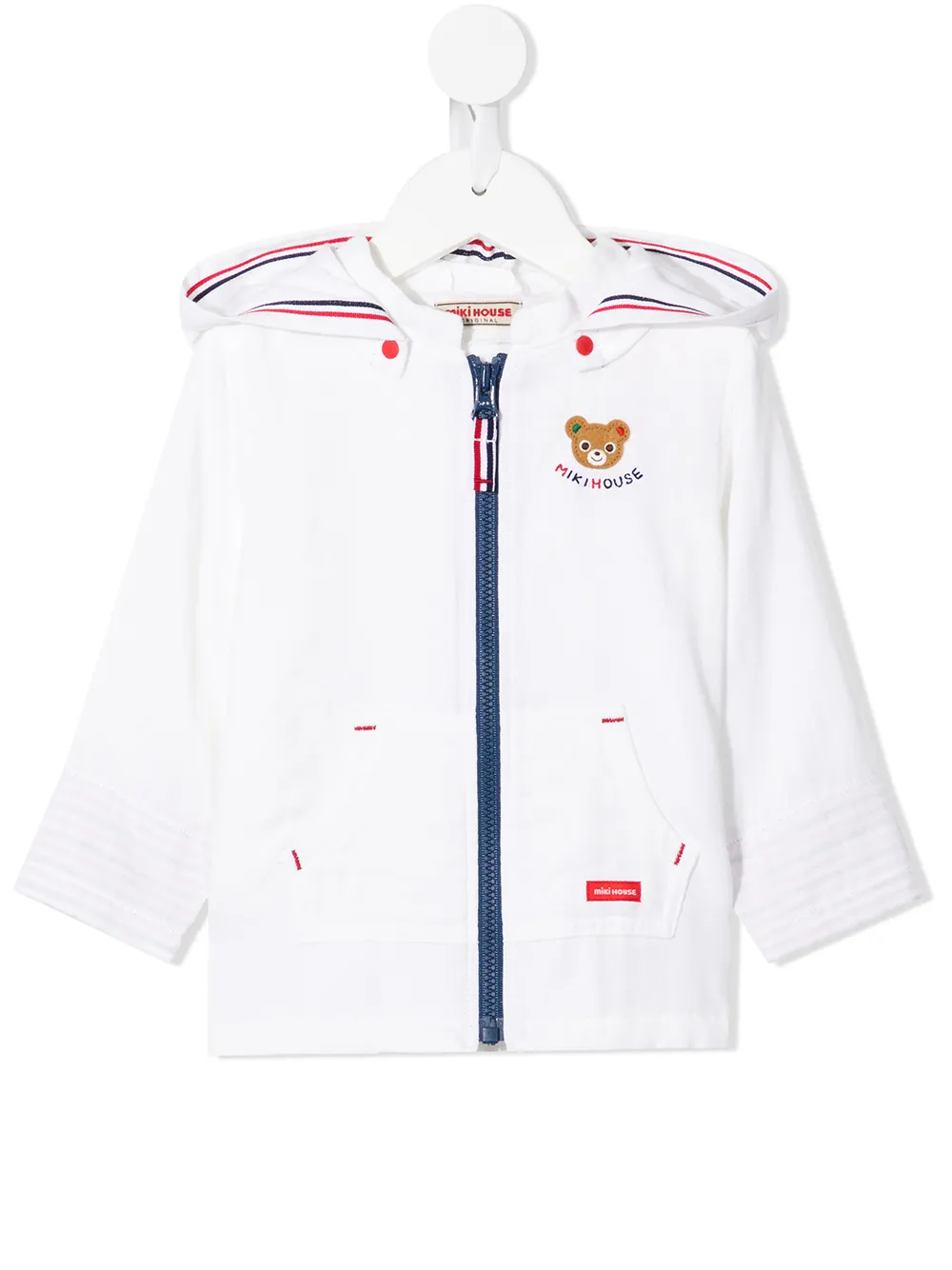 

Miki House hoodie con aplique de oso - Blanco