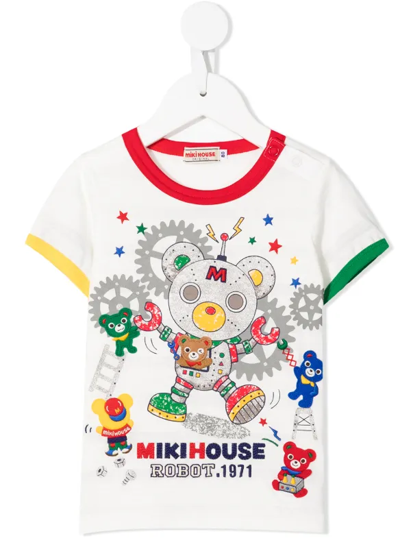 Miki House embroidered-design T-shirt - Farfetch