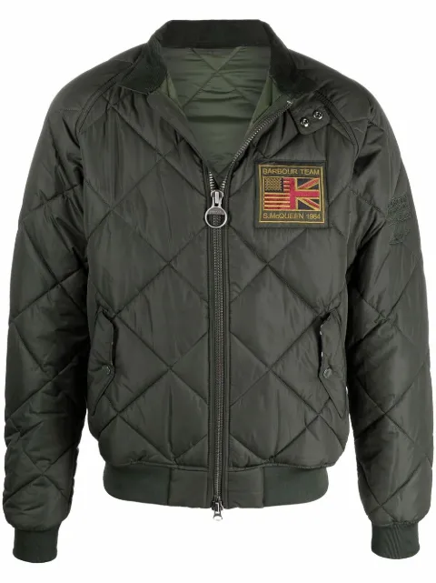 Barbour International logo-patch zip-up quilted jacket