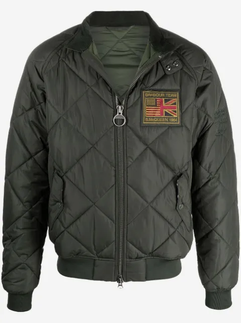 Barbour International logo-patch zip-up quilted jacket