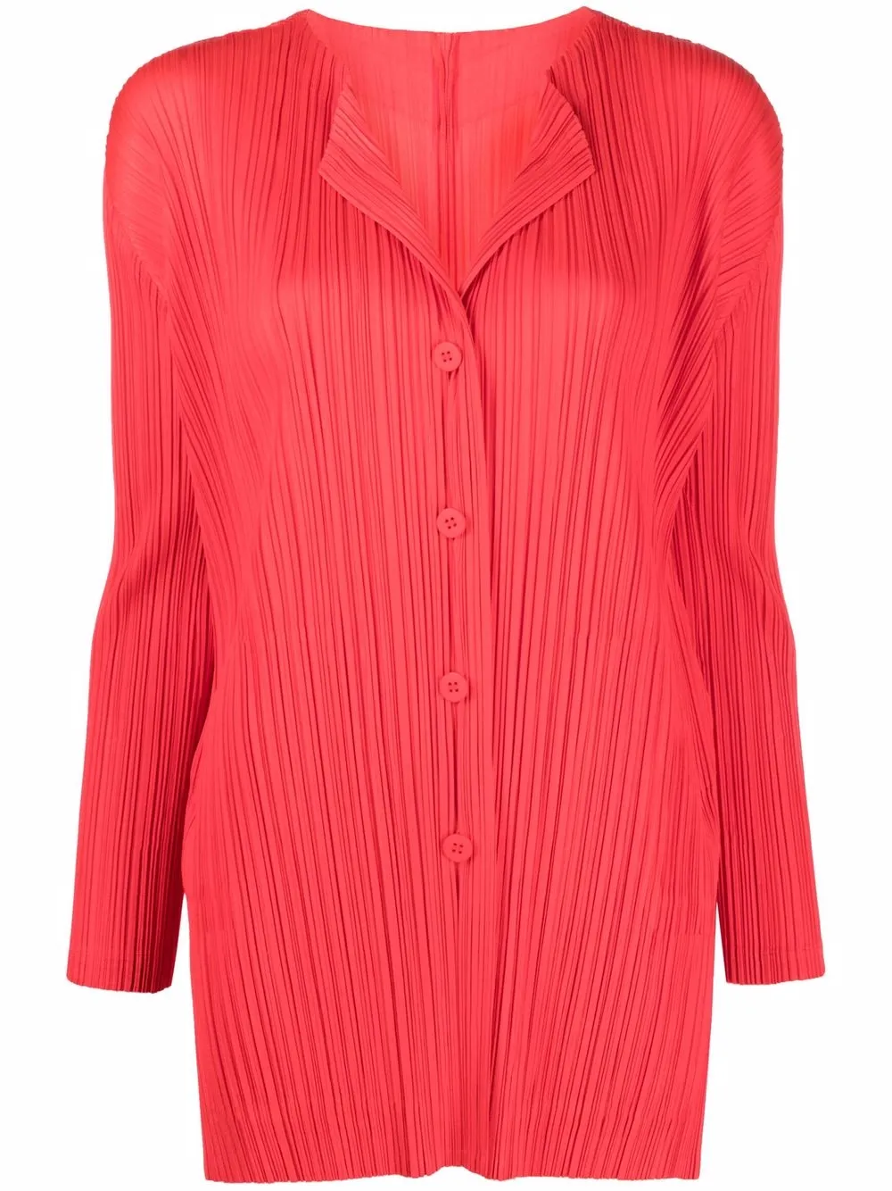 

Pleats Please Issey Miyake plissé button-up jacket - Red