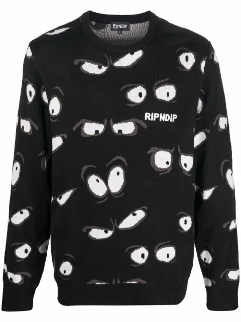 ripndip logo刺绣嵌花针织毛衣