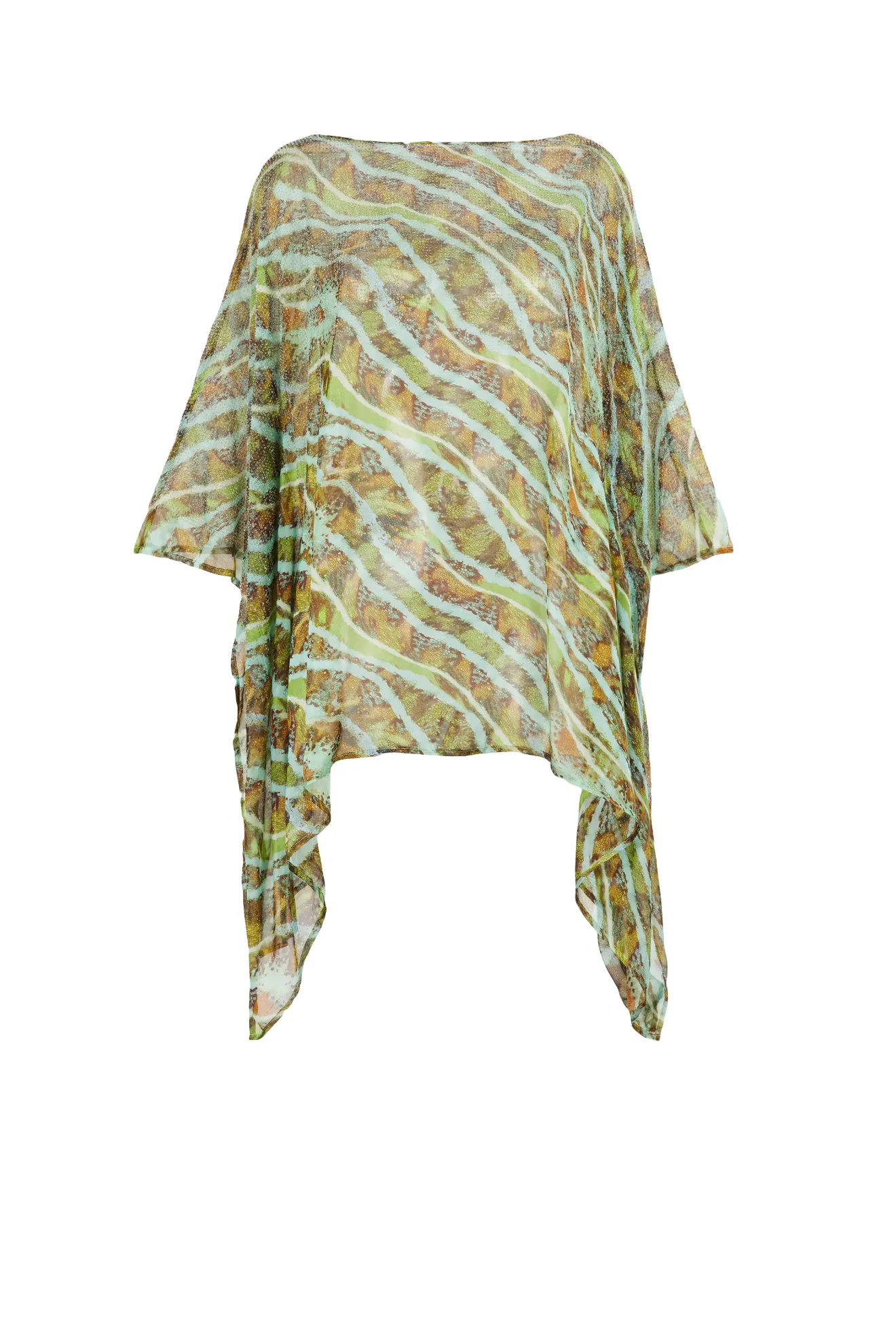 Abstract-Print Silk Kaftan Top 