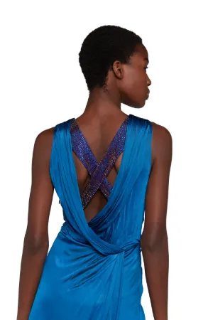 Hotfix Crystal-Embellished Draped Maxi 