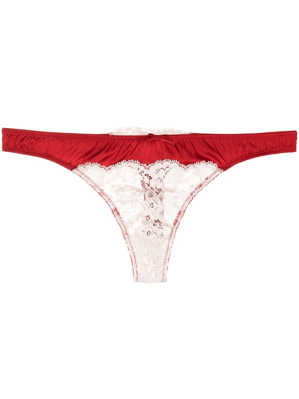 Fleur Du Mal Foxy Lace-embroidered Thong In Red