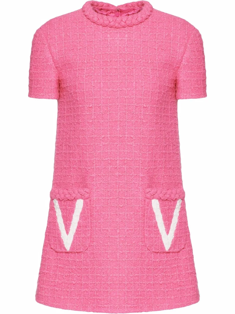 

Valentino vestido de tweed con logo - Rosado