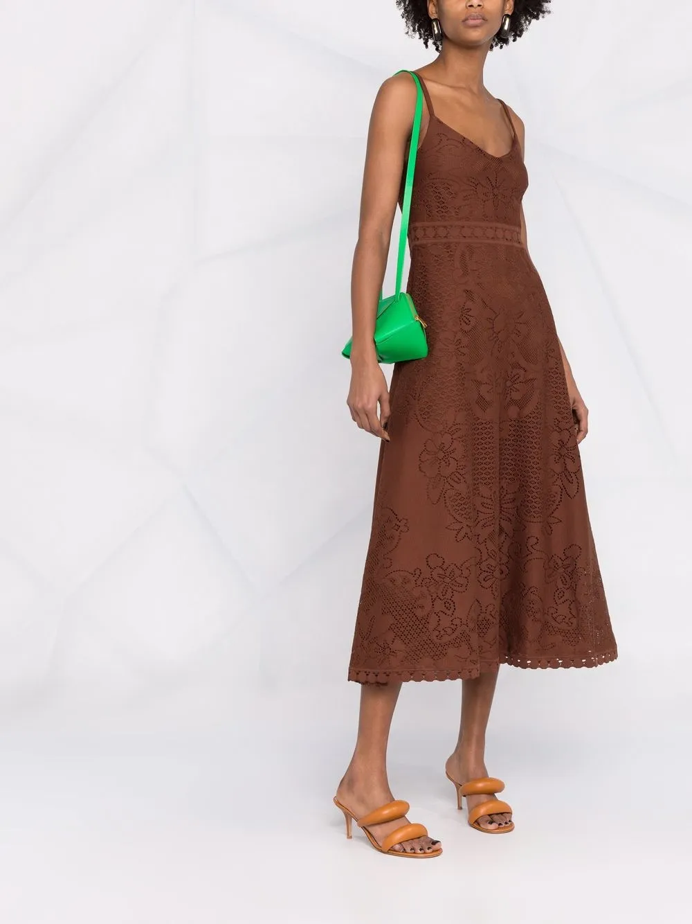 Valentino Garavani Midi-jurk met bloemenprint - Bruin