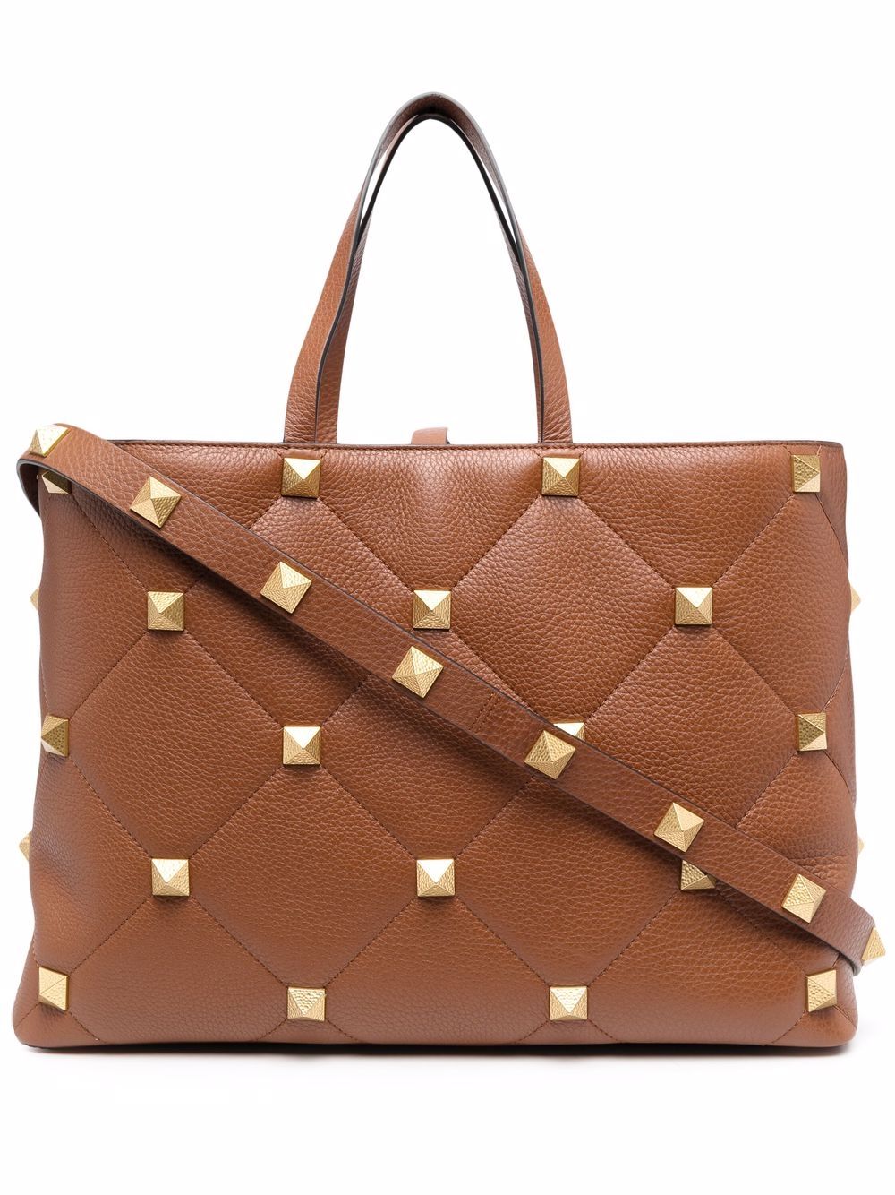 valentino garavani sac à main roman stud matelassé - marron