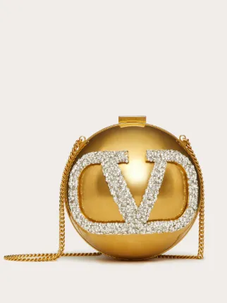 Valentino Garavani crystal embellished Vlogo Clutch Gold FARFETCH AM