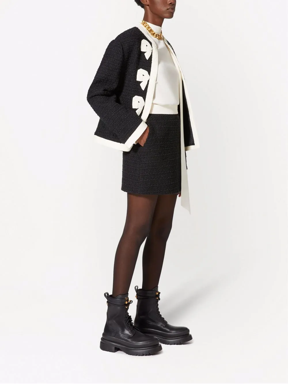 Valentino Garavani Tweed mini-rok - Zwart