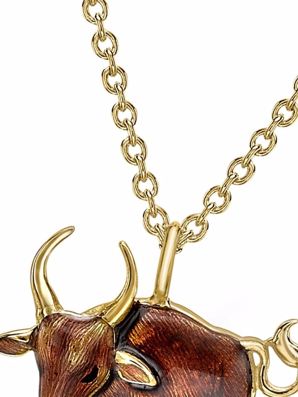 Shop Pragnell 18kt Yellow Gold Zodiac Ox Pendant Necklace