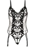 Fleur Du Mal Lily embroidered cupped bodysuit - Black