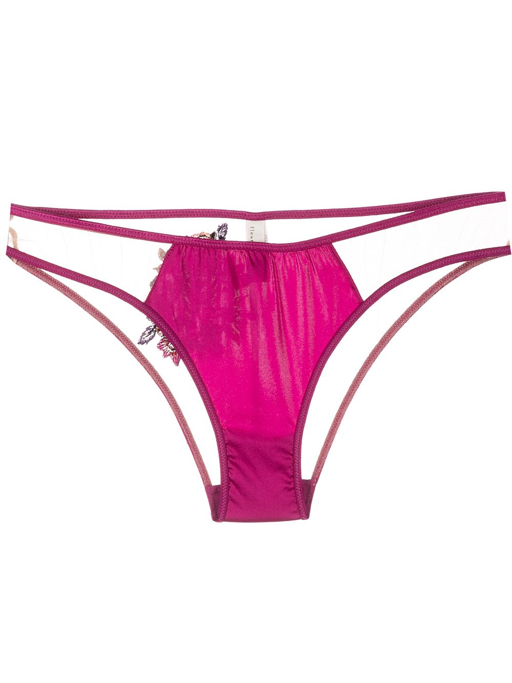 Fleur Du Mal Cheeky Tiger Embroidered Briefs In Purple