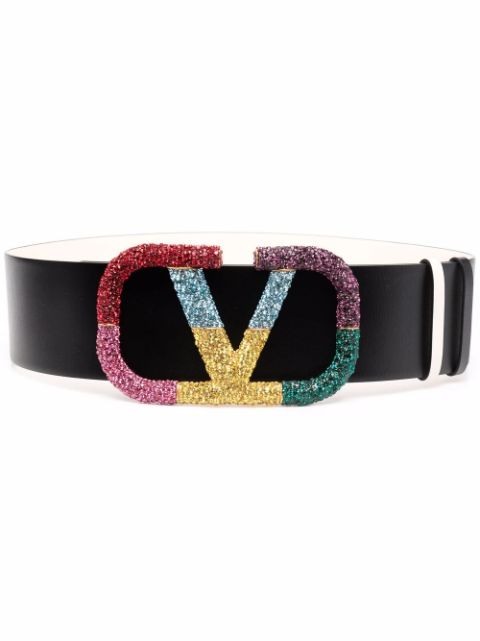 Valentino Garavani حزام جلد بشعار الماركة V المميز