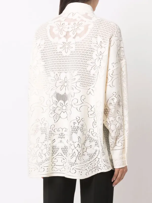 Shop Valentino crochet-knit shirt with 
