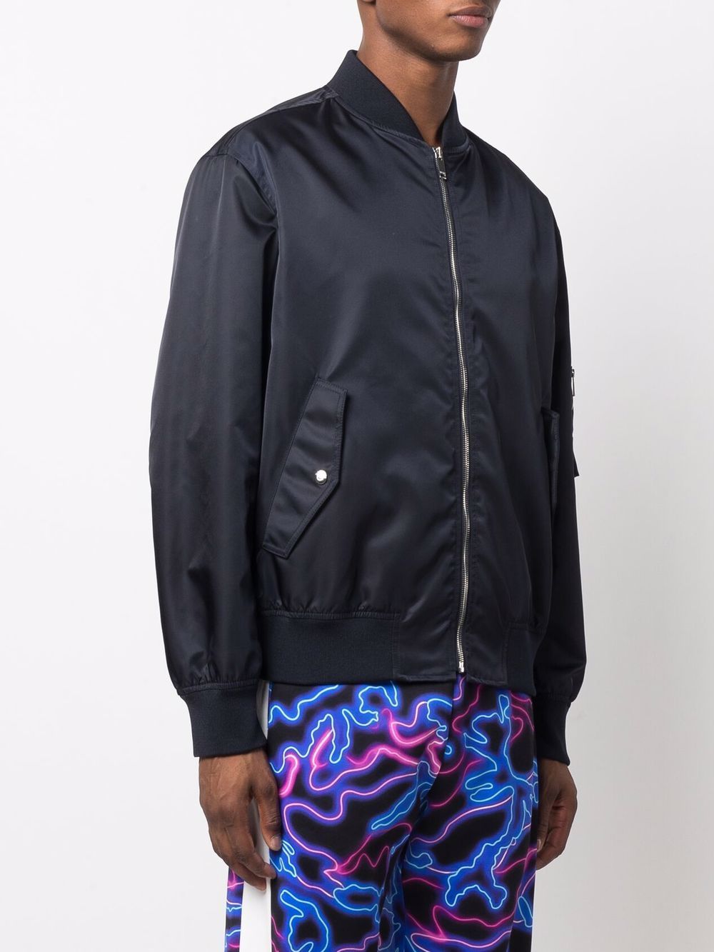 Shop Valentino Neon Universe Print Bomber Jacket In Blue