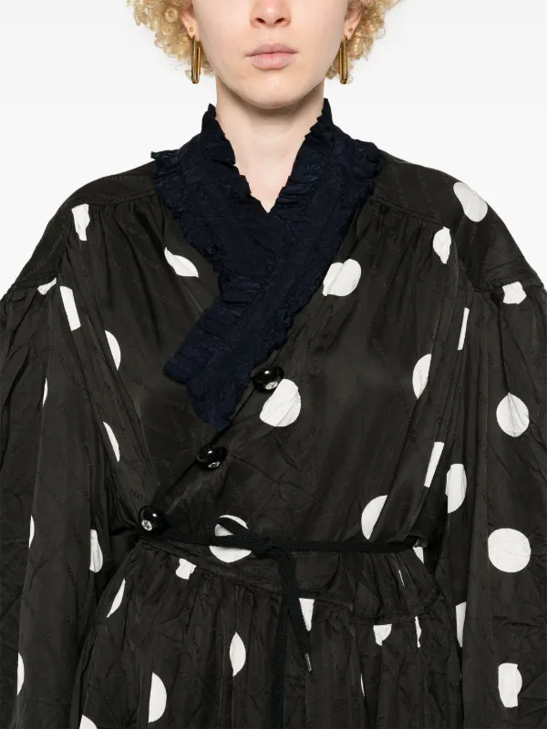 Balenciaga Backwrap Polka Dot Print Dress Black