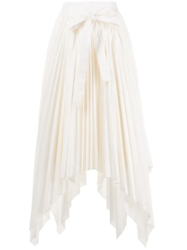 White pleated 2025 asymmetrical skirt