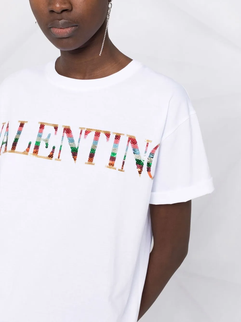 Valentino Garavani スパンコール ロゴ Tシャツ