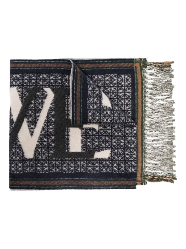 LOEWE Love Jacquard Scarf | Blue | FARFETCH ID
