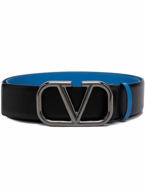 Valentino Garavani logo-plaque leather belt 