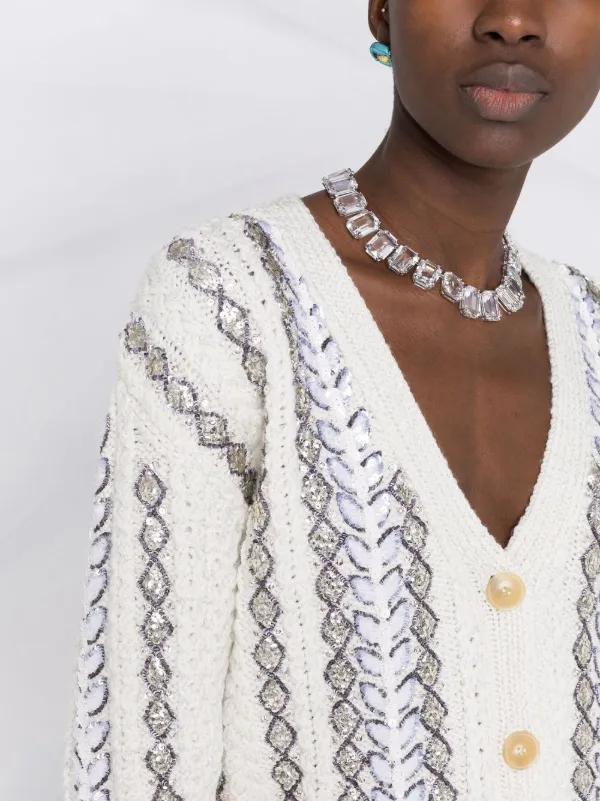 Valentino Garavani sequin-embellished Knitted Cardigan | White