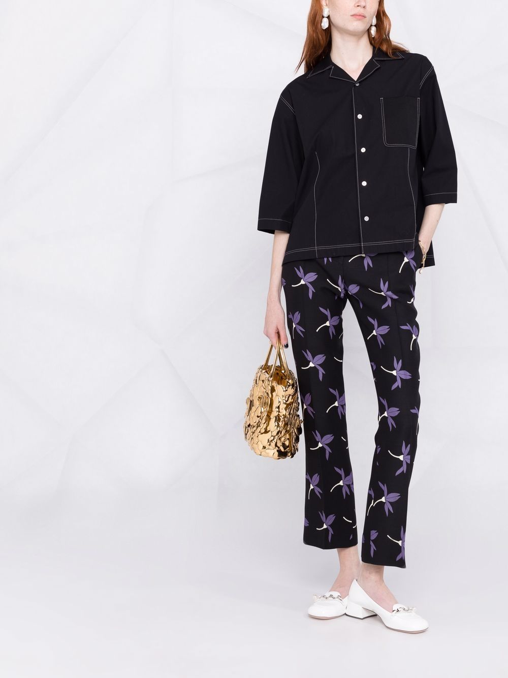 Valentino Garavani Broek met bloemenprint - Zwart