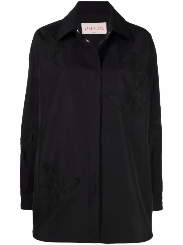Valentino Garavani Embroidered Butterfly Shirt in Black