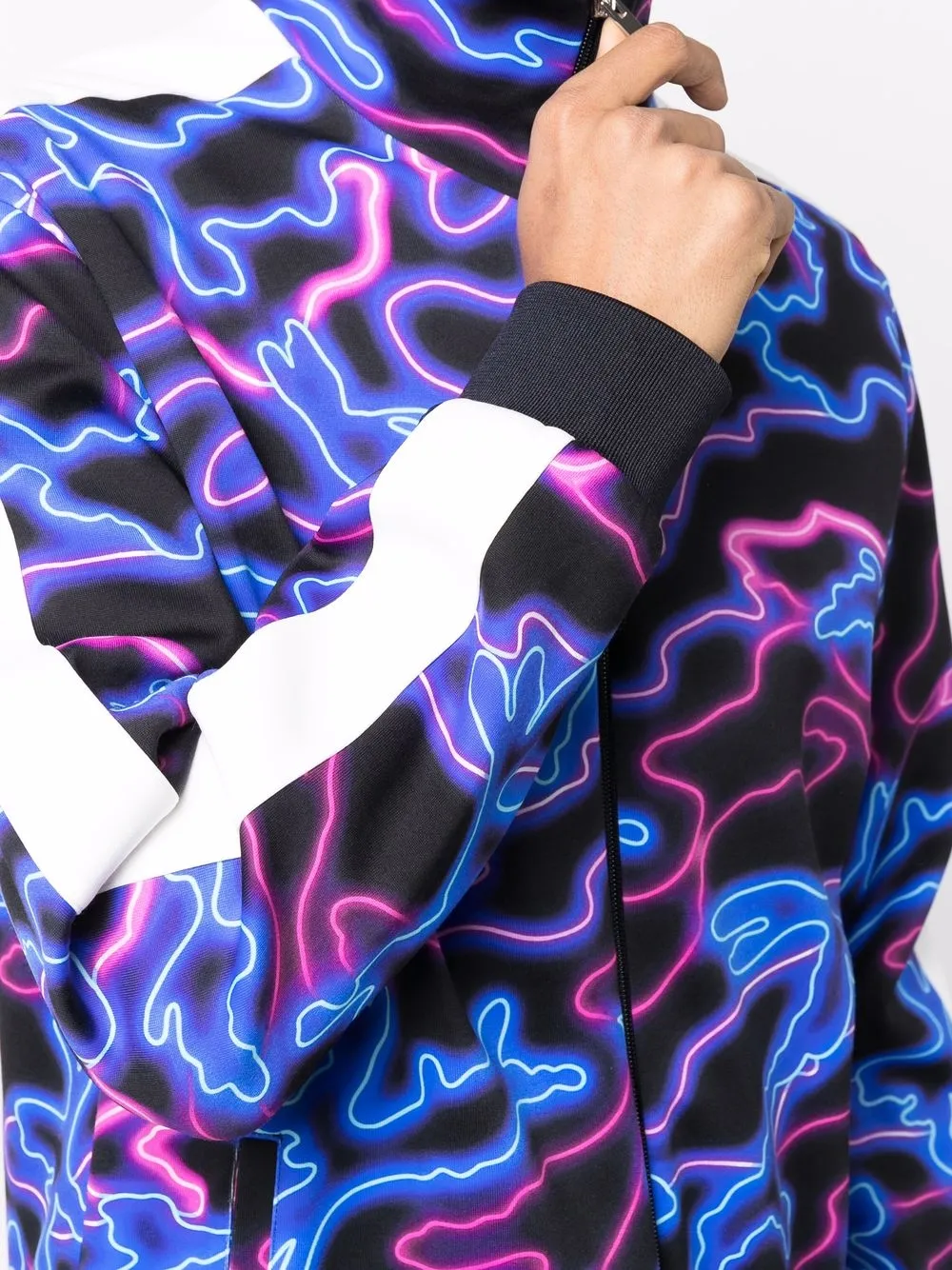 Shop Valentino Neon-print Track Jacket In Black