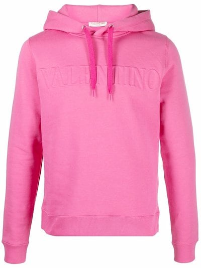 Valentino - embossed logo drawstring hoodie