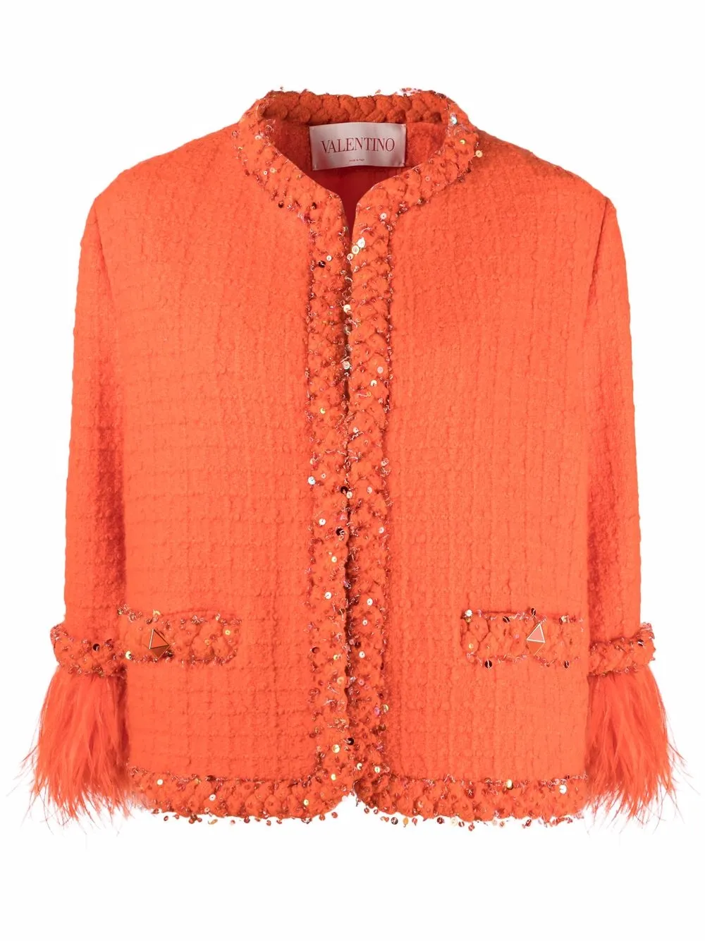 

Valentino chamarra de tweed Rockstud - Naranja