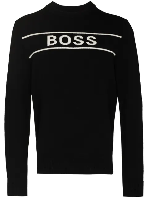 BOSS intarsia knit-logo jumper