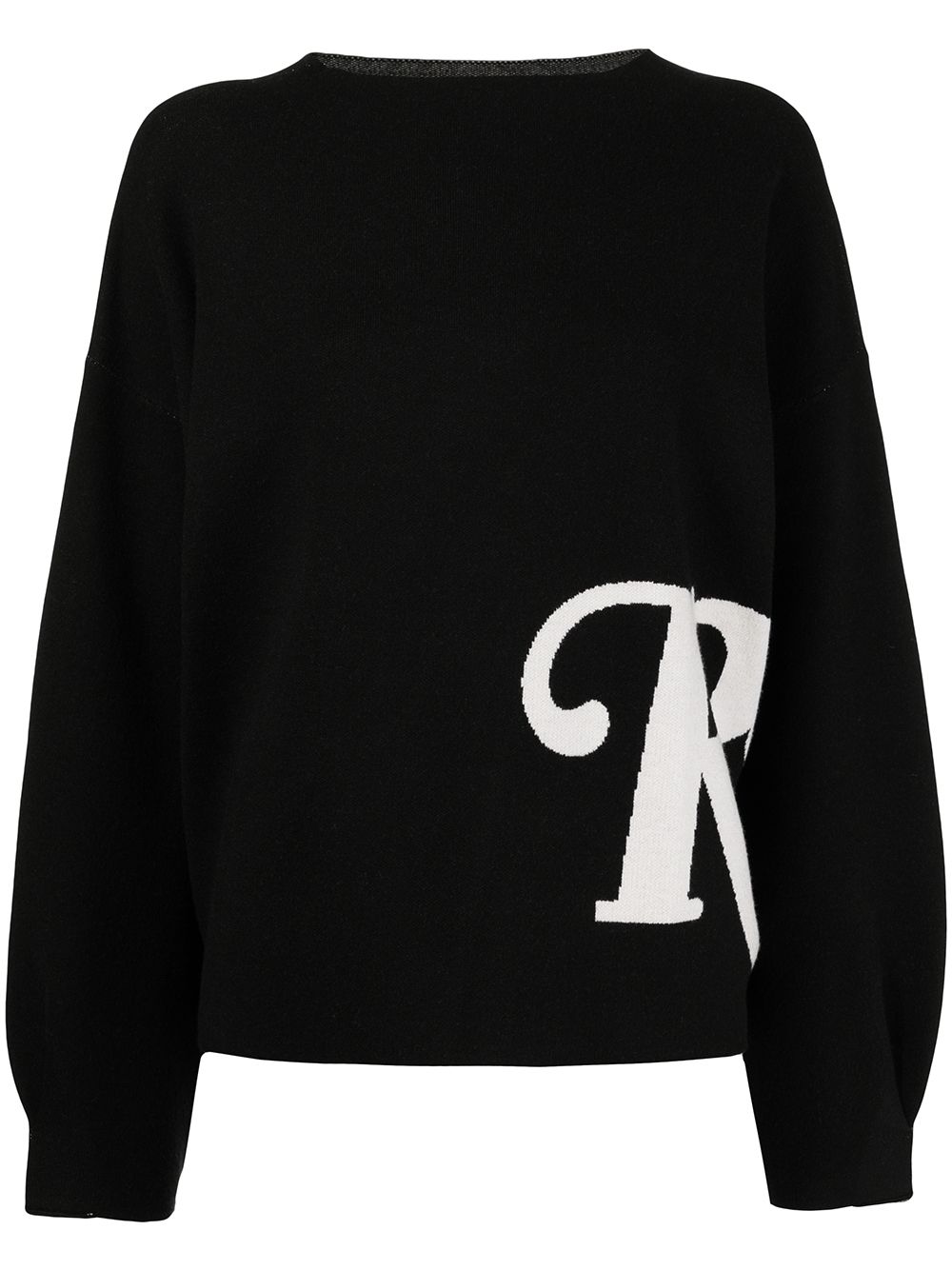 

izzue letter-intarsia knit jumper - Black